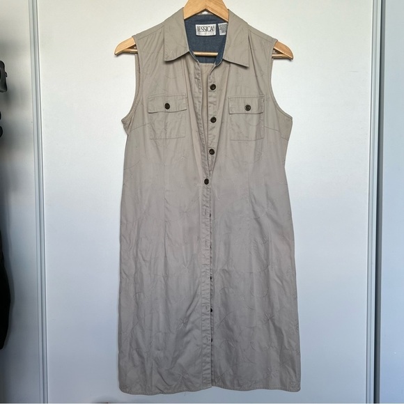 Vintage  Jessica Tan and cream embroidered vest mini dress - Picture 5 of 8